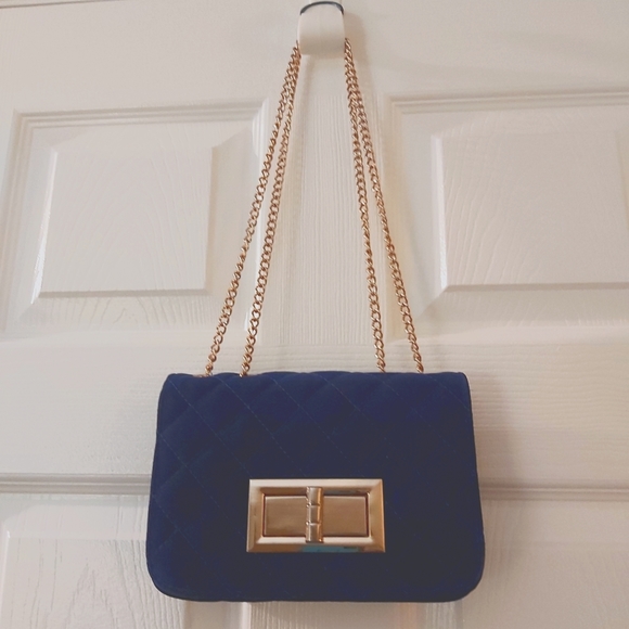Retro style royal blue handbag - Picture 1 of 9